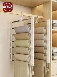 2/1 Multi-Functional Portable Trapezoid Pants Hanger, Suitable For Dress Pants, Jeans, Skirts, Etc., With Stainless Steel Clips, Anti-Wrinkle Storage, Suitable For Spring/Summer Wardrobe Organization, Minimalist Style - View 12