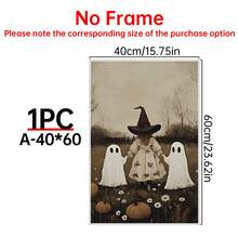 1/6pcs Vintage Ghost Halloween Gallery Wall Decor Set, Whimsical Autumn Halloween Decorations, Kids Room Wall Art Prints, Home Wall Decor Art - Multicolor - View 13