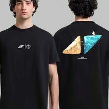 Herren T-Shirt aus Baumwolle mit Grafikdruck, Kurzarm, Rundhalsausschnitt, lässiger Sommerstil Lager vor Ort - Schwarz - Übersicht 1