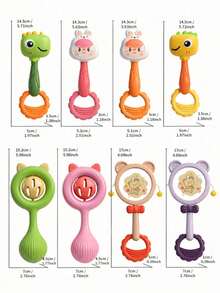 Set Mainan Bayi 7 Buah, Mainan Sensorik Bertema Hewan Warna Macaron, Mainan Kerincingan Genggam Berwarna-warni, Cocok untuk Perkembangan Awal, Mainan Bayi, Mainan Balita - MultiWarna - View 9
