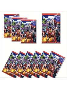 10pcs/Set Avengers Plastic Party Gift Bags, Full Hero Lineup Printed Die-Cut Handle Gift Bags, Birthday Party Candy Snack Toy Packaging Supplies - Multicolor - View 5