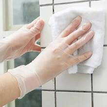 Disposable Vinyl Gloves 4/20/50/100pcs, Transparent Latex-Free Powder-Free, Waterproof Oil-Resistant Soft Gloves, Suitable For Food Preparation, Dishwashing, Kitchen Cleaning, Beauty Salon Hair Dyeing, Pet Bathing, Daily Home Use, No Packaging Box - Semi-transparent White - View 2