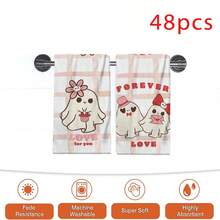 2/4/48pcs Halloween Series Pink Plaid Cute Ghost Pattern Printed Kitchen Towels - Super Soft, Highly Absorbent Polyester Tablecloths And Hand Towels, Perfect For Holiday Decor, Kitchen Decor, Party Decor. - Multicolor - View 13