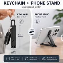 便攜式可折疊手機支架，迷你鑰匙圈手機架附彈簧夾，輕巧旅行支撐架，適用 8 吋以下智慧型手機 - 彩色 - 查看 5