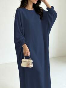 1pc Soft Muslim Dress, Soft Touch And Cool Feel, Multiple Color Options, No Fading, No Discoloration, Classic Versatile Style Suitable For Any Occasion, Easy To Match Abaya - Multicolor - View 14