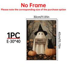 1/6pcs Vintage Ghost Halloween Gallery Wall Decor Set, Whimsical Autumn Halloween Decorations, Kids Room Wall Art Prints, Home Wall Decor Art - Multicolor - View 14