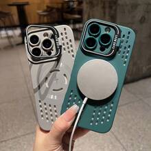 Heat-Dissipating Matte Smartphone Case, Magnetic Wireless Charging Compatible, Integrated Lens Frame With Foldable Stand, 6 Colors, Functional Cover, Cute, Compatible With IPhone 18 Pro Max/17/16/15/14/13/12/11 And All Models, Phone Cover For Men And Women, Shockproof, Shock-Absorbing, Drop-Resistant, Scratch-Resistant, Anti-Fingerprint, Anti-Slip, Birthday, Anniversary - Orange - View 7