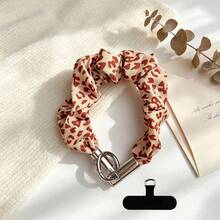 Leopard Print Phone Lanyard Wrinkled Wrist Strap Short CCD Keychain Hanging Chain Bag Charm - Multicolor - View 12