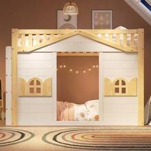 Bunk Bed, Loft Bed, Children's Bed, Wooden Bed, House Bed 90x200cm - 白色 - 查看 3