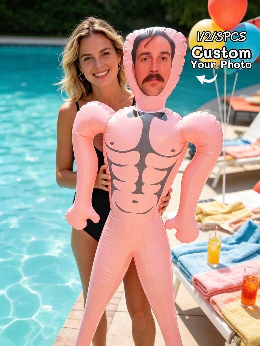 1pc Personalized Large Inflatable Blow-Up Prop, Customized Face Inflatable Blow-Up, Large Inflatable Blow-Up, Pool Party Fun Bachelor Party Gift, Inflatable Husband, Groom Inflatable Blow-Up, Special Occasion