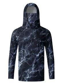 Men's UPF 50+ Fishing Hoodie With Face Mask, Long Sleeve Sun Protection Shirt, Quick Dry Breathable Performance Hoodie For Fishing, Boating & Outdoor - Multicolor - View 1