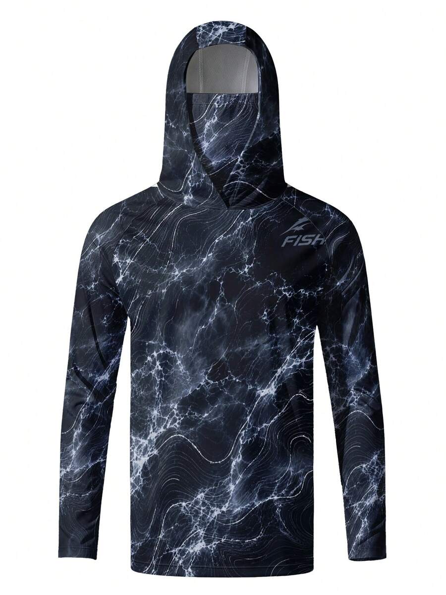 Men's UPF 50+ Fishing Hoodie With Face Mask, Long Sleeve Sun Protection Shirt, Quick Dry Breathable Performance Hoodie For Fishing, Boating & Outdoor - Multicolor - View 1