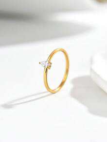 1pc Niche Premium Versatile Square Long Rhinestone Ring, Heart-Shaped Mother Of Pearl Ring, Marquise Zirconia Ring, Thin Pave Ring And More Styles Adjustable Index Finger Ring, Commute Date Elegant Layering Accessory, Exquisite Jewelry Gift For Best Friend And Girlfriend - Yellow Gold - View 47