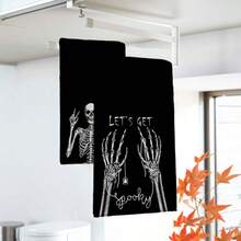 2/4/48pcs Halloween Series Funny Skeleton Bone Pattern Printed Kitchen Towels - Super Soft, Highly Absorbent Polyester Dishcloths And Hand Towels, Perfect For Holiday Decor, Kitchen Decor, Party Decor. - Multicolor - View 5