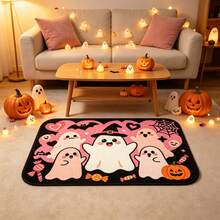 Autumn Halloween 3 Ghost Bathroom Mat, Bathroom Rug, Floor Mat, Area Decor Rug, Doormat, Autumn Gift, Faux Cashmere Printed Rug With Bat, Pumpkin, Ghost Pattern, Halloween Gift, All Saints' Day Decor, All Saints' Day Gift, Cute Halloween Welcome Mat, Entryway Rug Suitable For Front Door, Indoor And Outdoor, Ghost Season Decor - Cute Ghost - View 9