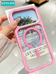 KOOLIFE Luxury Shockproof Anti-Drop Magnetic 3-In-1 Color-Block Transparent Acrylic Apple Phone Case, For Phone18pro/18pro Max/17ProMax, 16ProMax, 15ProMax, 14ProMax, 13ProMax, 17Pro, 16Pro, 15Pro, 14Pro, 13Pro, 17, 16, 15, 14, 13/11/12pro Max; Suitable As Spring Anniversary Gift, Birthday Gift, Graduation Gift, Boyfriend/Girlfriend Birthday Gift, Suitable For Men And Women; - Pink - View 3