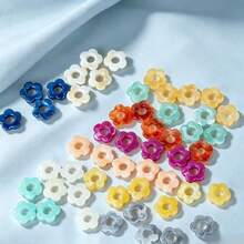 200pcs/50pcs Acrylic Beads, 0.55In/14mm Flower Shape, With Different Gradient Designs, Durable And Fade-Resistant, Perfect For Making DIY Earrings And Other Jewelry Crafts - Mixed Colors - View 1