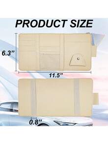 Car Sun Visor Storage Bag, Car Interior Accessory Pocket Organizer, Fashionable Glasses Holder, Car/Truck Sun Visor Storage Bag, Can Store Cards, Pens And Documents - Multicolor - View 3