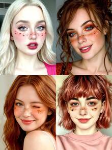 6 Sheets Halloween Freckles Face Tattoos, Bat Pumpkin Ghost Spider Web Tattoo Stickers, Waterproof Cute Makeup Accessories, For Festival Halloween Party Cosplay Costume - Multicolor - View 2