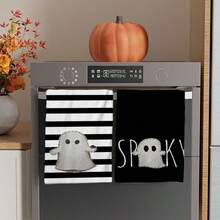 2/4/48pcs Halloween Series Minimalist Ghost Pattern Printed Kitchen Towels - Ultra Soft, Highly Absorbent Polyester Dishcloths And Hand Towels, Perfect For Holiday Decor, Kitchen Decor, Party Decor. - Multicolor - View 14