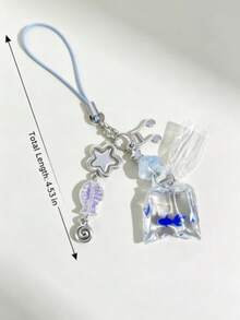 Colgante de pez de cuerda azul claro, cadena de nota musical & estrella, colgante universal para teléfono, mochila & llaves (patrón de pez aleatorio) - Pescado - Ver 9