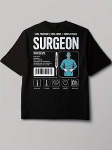 Surgeon Oversize T-Shirt  Uni Black Doctor Tee  Casual Daily Wear For Surgeons  Gift For Medical Professionals - 黑色 - 查看 1