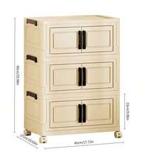 Foldable Plastic Storage Cabinet With Wheels, 4-Tier/3-Tier Stackable Closet Organizer, Free Standing Clothes Toy Storage Wardrobe For Bedroom Living Room, Space-Saving Freestanding Storage Cabinet, Suitable For Bedroom Home Decor - View 7