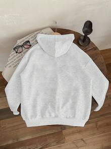 2pcs/Set Setelan Sweatshirt Anak Laki-Laki Besar, Termasuk Sweatshirt dengan Desain Cetak "LA" dan Celana Panjang Lebar dengan Motif Ranting, Setelan Anak Laki-Laki Modis untuk Musim Gugur/Dingin - Light Grey - View 5