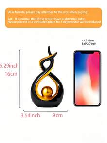 1件現代抽象黑金樹脂雕塑，鏤空桌面裝飾品，極簡藝術雕像，奢華家居裝飾飾品，適用於咖啡桌、臥室、辦公桌，理想的喬遷禮物 - 1PC - 查看 9