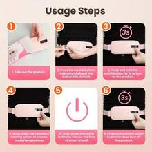 SOKANY Warm Uterus & Waist Heating Pad, Menstrual Heating Pad. 5 Temperature Levels + 4 Vibration Modes, 2-In-1 Heating & Massage, Auto Shut-Off, Type-C Charging (1800mAh Lithium Battery), Suitable For Home/Office/Sleep - Pink - View 5