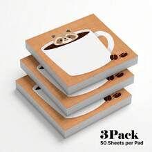 3 Packs 150 Sheets Coffee Cup Raccoon Sticky Notes, Cute Japanese Style Self-Adhesive Reminder To-Do List Pads For Students, Office And Home - 75 X 75 mm - View 9