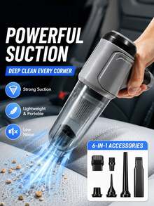 YAIUZGOO 3合1車用吸塵器，強勁吸力，便攜式手持無線吸塵器，適用於乾濕兩用，汽車配件，2400mAh - D - 查看 1