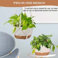 SANNAX 3 Pack Hanging Planters For Indoor Plants, 10 + 10 + 8 Inch Self-Watering Hanging Plant Pot, Macrame Plant Hanger With Pot, Ceiling Hooks, Removable Saucer And Drainage Holes For Garden Home - A - View 6