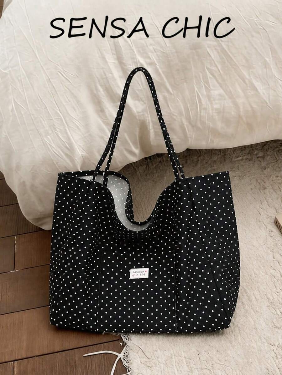 Fashion Leopard Print Tote Bag, Large Capacity Shoulder Bag, Perfect Commuter Underarm Bag - Black - View 1