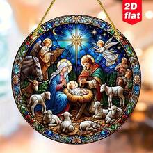 Bảng treo trang trí acrylic 2D cảnh Chúa Giê-su giáng sinh chủ đề tôn giáo, tranh vẽ logo, 8 inch (khoảng 20cm), phù hợp treo tường, cửa sổ, sân vườn, lớp học, trang trí nhà cửa, quà tặng cho gia đình và bạn bè - A - Xem 6