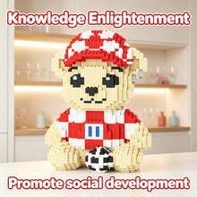 This 2280-Piece Building Block Soccer Bear Is Cute And Adorable, Making It A Perfect Gift And An Excellent Choice For Couples And Parents. The Assembly Difficulty Is High. It's A Perfect Gift For Christmas, Halloween, And The Back-To-School Season. - Multicolor - View 4