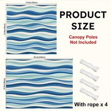 1pc Blue And White Striped Print Sun Shade Sail, Modern Fresh Style, Large Size, UV Protection, Sturdy Durable Easy Installation, Suitable For Beach Garden Patio Yard, Includes Rope - Multicolor - View 2