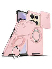 Casing Kompatibel Dengan iPhone 18 17 16 14 13 12 15 Pro Max Plus 16e 17e Air Armor Slide Camera Ring Magnetic Stand Shockproof Phone Kompatibel Dengan Galaxy/MOTO - Rose Gold - View 155