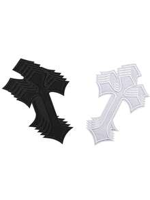 10pcs Black And White Cross Patch Stickers - Multicolor - View 2