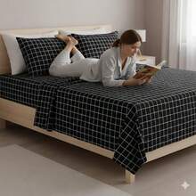 2-Piece Single Bed Sheet Set, Printed 200 Thread Count Percale Fabric, Full Elastic Hem, With Point Palito Pillowcase - 水鴨藍 - 查看 2