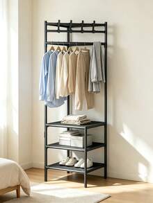 1 Corner Clothes Hanger. Clothes Can Be Hung On The Upper Layer, And The Storage Countertop On The Lower Layer Can Hold Shoes And Various Sundries To Keep The Bedroom Neat And Tidy. - Multicolor - View 4