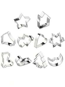 10pcs Christmas Cookie Cutter Set - Mini Party Cookie Cutters, Including Star, Angel, Bell, Snowflake, Christmas Tree And Other Fun Shapes, Perfect For Christmas Gifts And Making Christmas Decorations - View 2