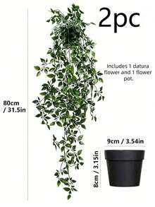 2 Peças Plantas Artificiais Penduradas | Plantas Penduradas Falsas, Mini Plantas Artificiais em Vasos, Adequadas para Parede de Flores DIY, Flores Falsas Resistentes a UV, Adequadas para Jardim Suspenso, Varanda, Decoração Externa de Parapeito de Janela, Adequadas para Casa, Sala de Estar, Banheiro, Adequadas para Decoração de Sala de Outono, Decoração de Halloween/Natal (Inclui Vasos de Flores) - Verde - Visão 11