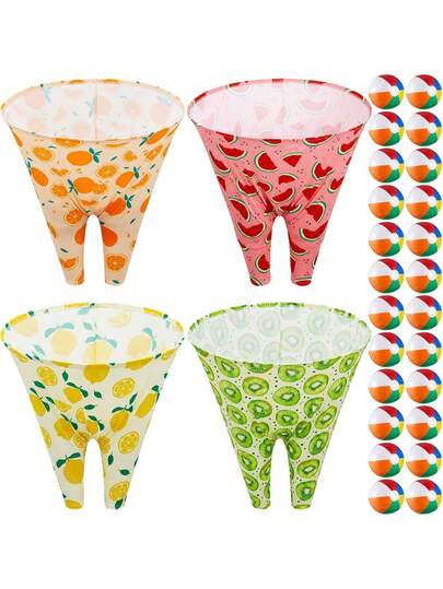 32 Pcs Granny Pants Yard Game, Summer Beach Game With 4 Oversized Pants 24 Balls 4 Pumps, Outdoor Tossing Family Reunion Backyard Party