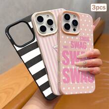 3 buah Casing Pelindung TPU Motif Polka Dot, Hati, dan Garis, Tahan Guncangan, Perlindungan Presisi Penuh, Kompatibel dengan Apple 11/12/13/14/15/16/17 Pro Max - MultiWarna - View 5