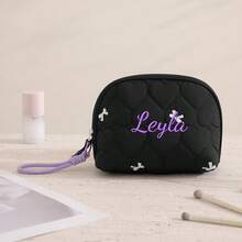 Personalized Small Quilted Toiletry Bag With Contrast Wrist Strap, Fashion Mini Cosmetic Makeup Pouch, Portable Lipstick And Toiletry Organizer - Multicolor - View 15