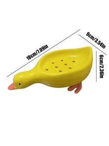 1pc Yellow Duck Shaped Soap Rack,Plastic Material, Suitable For Kitchen Bathroom Countertop Receiving Box, Non-Slip Drain Soap Box Container Bathroom Accessories Home Bathroom Decor Summer Back To School - Yellow - View 9