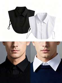 1/2pcs Detachable Fake Collar, Men's Half Shirt False Collar, Popular Men's Accessory - Multicolor - View 1