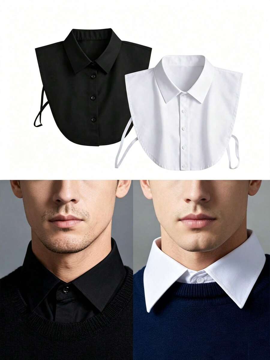 1/2pcs Detachable Fake Collar, Men's Half Shirt False Collar, Popular Men's Accessory - Multicolor - View 1