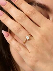 QIUCHU 1pc, S925 Sterling Silver, Original Personalized Grain Rice Ring, Fashion Daily Commute Finger Ring, Minimalist Tail Ring Index Finger Ring. Suitable For Women's Daily, Dating, Gathering Wear, Also An Excellent Holiday Gift. Silver Net Weight: 1.4g - Gold - View 7